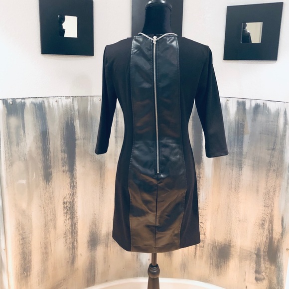 LBD Faux Leather Black Dress Sz 4 (B14) - Picture 4 of 6